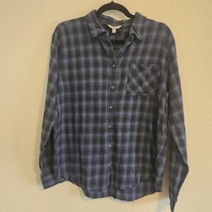 Lucky Brand Women's Size Small Blue Plaid‎ Long Sleeve Shirt NWT